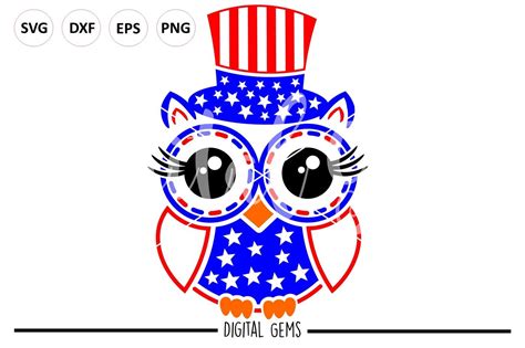 Owl July 4th Svg Dxf Eps Png Files By Digital Gems Thehungryjpeg