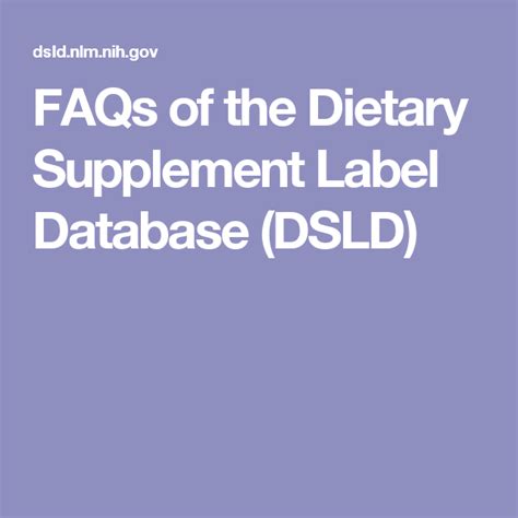 Faqs Of The Dietary Supplement Label Database Dsld Supplements