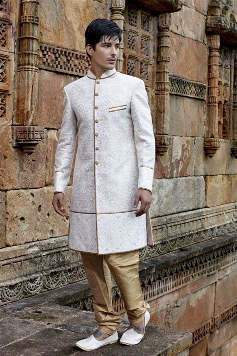 Indian Raw Silk Jodhpuri Sherwani Wedding Suit Men Indo