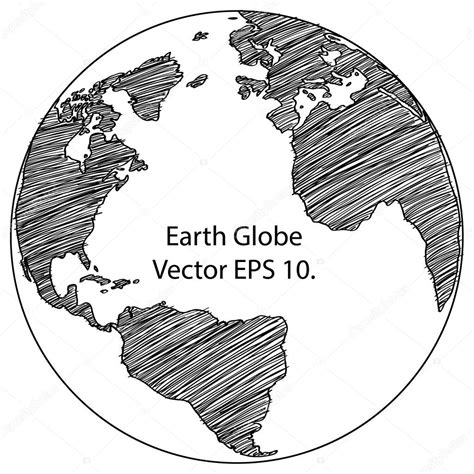 Vector: sketched globe | World Map Earth Globe Vector line Sketched Up ...