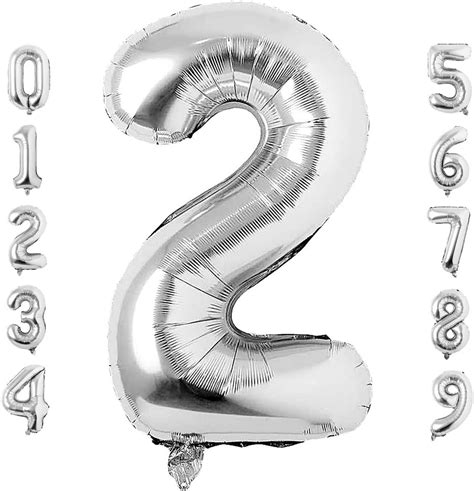 40 Inch Large Silver Number 2 Balloon Extra Big Size Jumbo