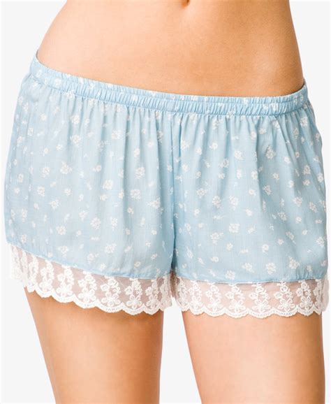 Forever Floral Print Pj Shorts In Blue Lyst