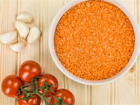 Bowl Of Dry Uncooked Red Lentils Stock Photo Image Of Layout Healthy