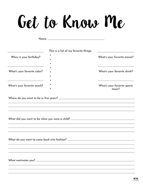 Extraordinary All About Me Printable Worksheets 50 Free Printables