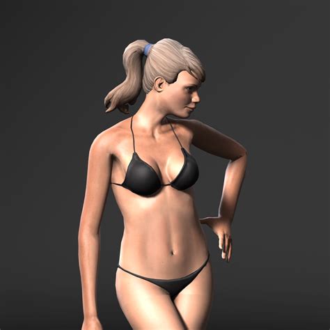 Woman In Bikini Rigged D Game Character Low Poly D Model Cad Files Dwg Files Plans And Details