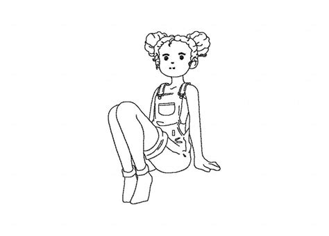 Sitzende Mädchen Anime Umriss Skizze Zeichnung Maschine Etsy