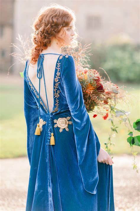 Joanne Fleming Design Velvet Wedding Dress Blue Velvet Wedding Dress