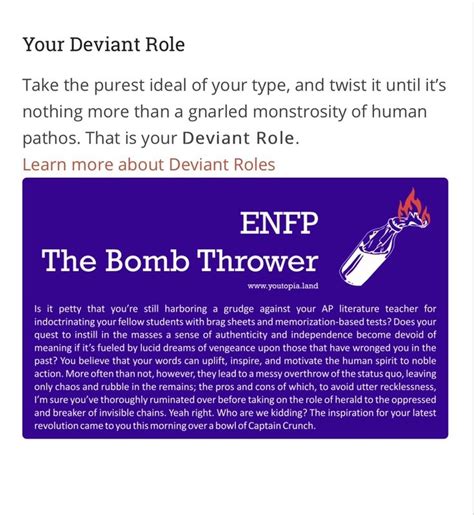 Tfw You Take A Mbti Deviant Role Test And They Make Us Enfps Out To Be