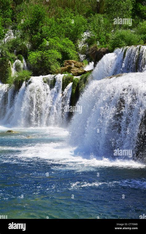 Waterfalls On Krka River National Park Dalmatia Croatia Stock Photo