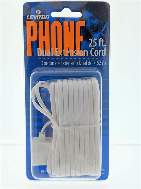 Leviton White 25 Dual Phone Line Extension Cord 4 Wire C2427 25w