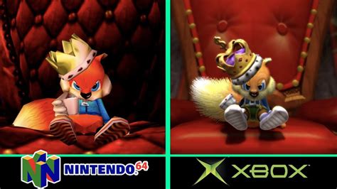 conker s bad fur day n64 vs xbox remake 2021 comparison youtube