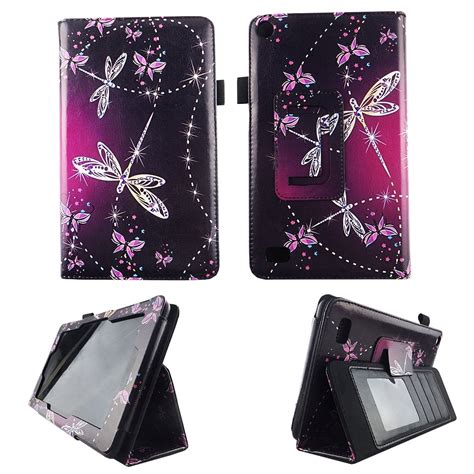 Sparkly Butterfly Folio Case Fire 7 Inch Slim Fit Pu Leather Standing