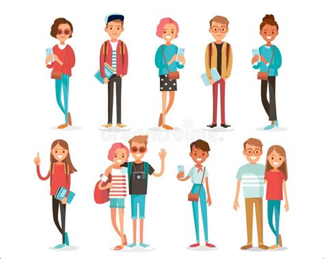 Big Set Of Diverse Vector Characters In Different Poses Stock Vector