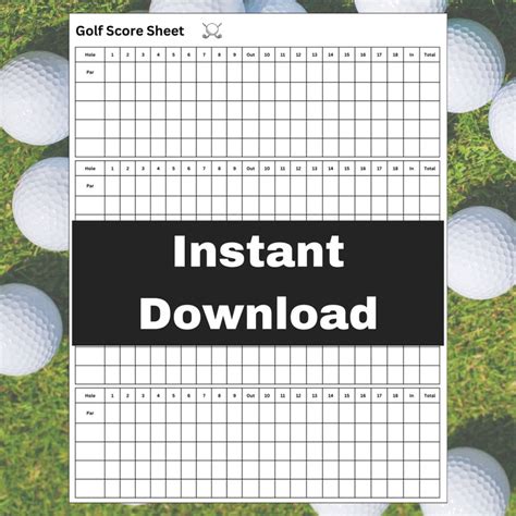 Golf Score Sheet Printable 85 X 11 Instant Etsy
