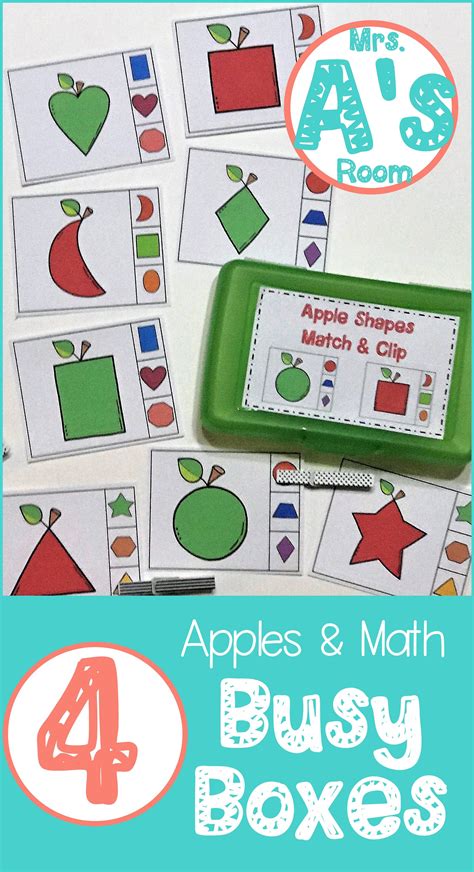 Cognitive activities are an important. Four Apples & Math Busy Boxes | Preschool apple activities ...