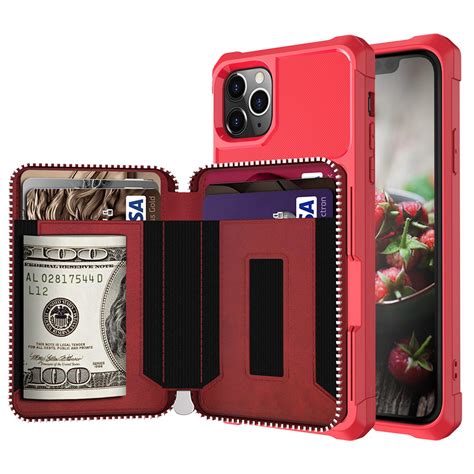 Dteck Wallet Case For Iphone 11 Pro Max Zipper Wallet Case With Credit