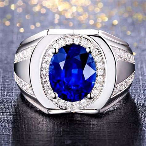 Blue Sapphire Men S Ring Natural Blue Sapphire Gents Etsy