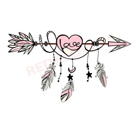 Svg Dxf Silhouette Feather Arrow Dreamcatcher Boho Native Love Scrapbook Digital Download Files
