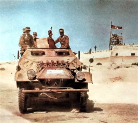 World War Ii In Color Sdkfz251 Of Afrikakorps Advances Past Fort Mechili