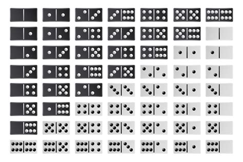 Domino Full Big Set Vector. Black And White Color. Realistic Dominoes ...