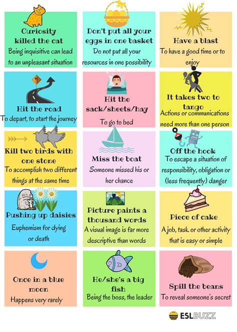 The 30 Most Useful Idioms And Their Meaning Esl Buzz English Fun