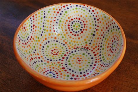 Orange Dotty Serving Bowl Be Happy By Bethanyactually On Etsy Pottery
