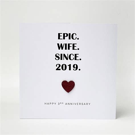 3rd Wedding Anniversary Card Leather Anniversary Epic Wife Etsy Uk