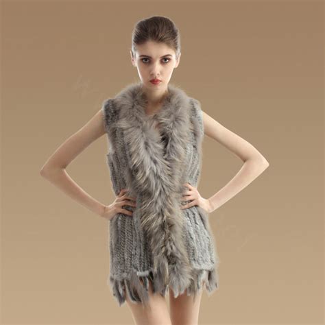 Buy Wholesale Delicate Natural Knit Rabbit Fur Vests Winter Fashion Womens Real Raccoon Fur
