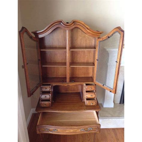 White vintage secretary desk with space storage. Vintage Thomasville Maple Secretary Desk with Hutch and ...