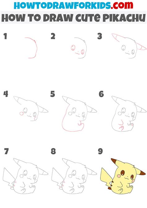 How To Draw Cute Pikachu Easy Drawing Tutorial For Kids