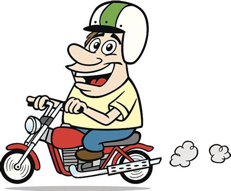 Best Cartoon Of A Motorcycle Riding Illustrations Royalty Free Vector