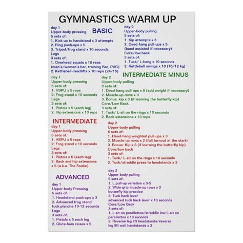 Gymnastics Warm Up Poster Zazzle Gymnastics Warm Ups Home Exercise Routines Warmup