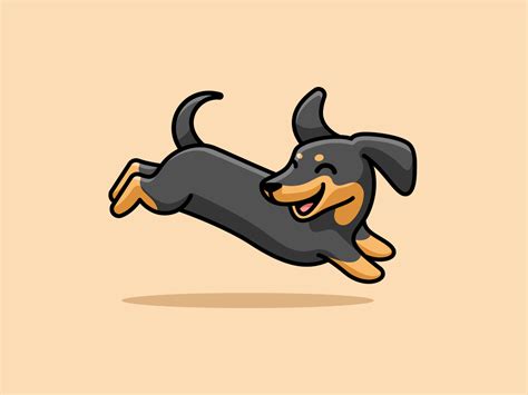 Hi Dachshund Cartoon Cute Dog Drawing Dog Design Art