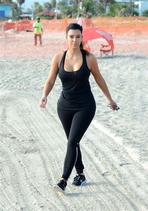 Kim K Lines Kim Kardashian Flaunts Curves In Black Workout Wear In