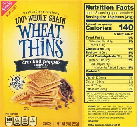 Wheat Thins Crackers Nutrition Facts Runners High Nutrition