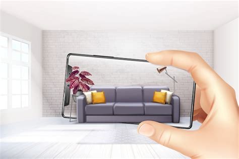 Free Vector Smartphone Augmented Virtual Reality Interior Application