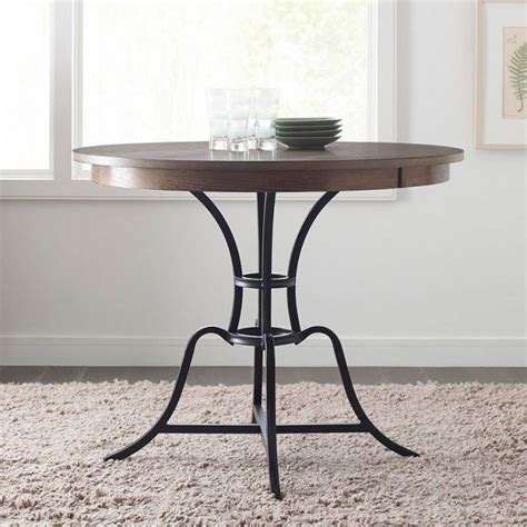The Nook 54 Inch Round Metal Counter Table Oak Kincaid Furniture Furniture Cart