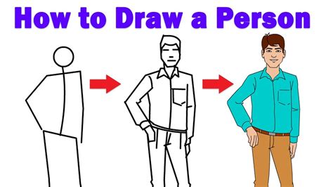 How To Draw A Person For Beginners Step By Step Easy For Kids1 Youtube
