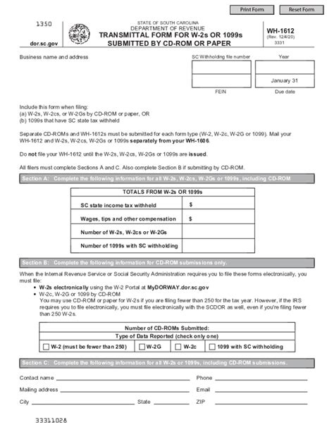 Sc Dor Wh 1612 2020 2022 Fill Out Tax Template Online Us Legal Forms