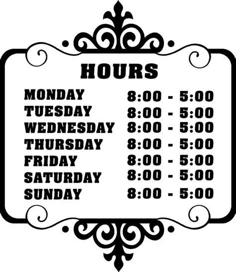 Custom Store Business Hours Sticker Vinyl Decal Sign Business Hours