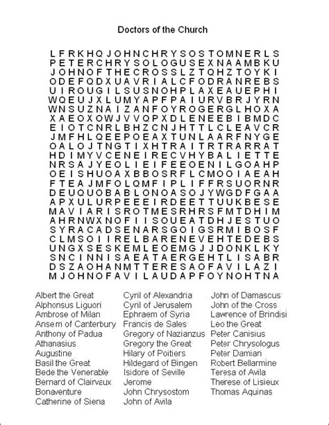 Word Search Doctors Of The Church