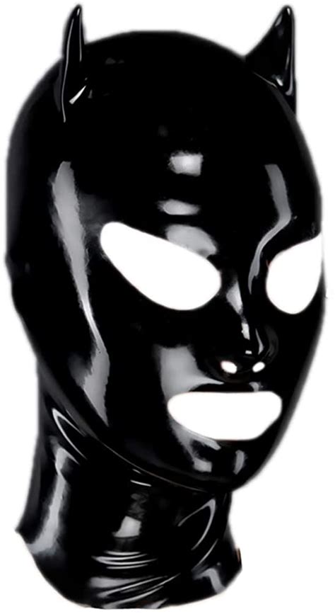 Exlatex Latex Hood Women Mask Devil Mask With