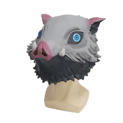 Anime Demon Slayer Hashibira Inosuke Cosplay Mask Pig Head Latex