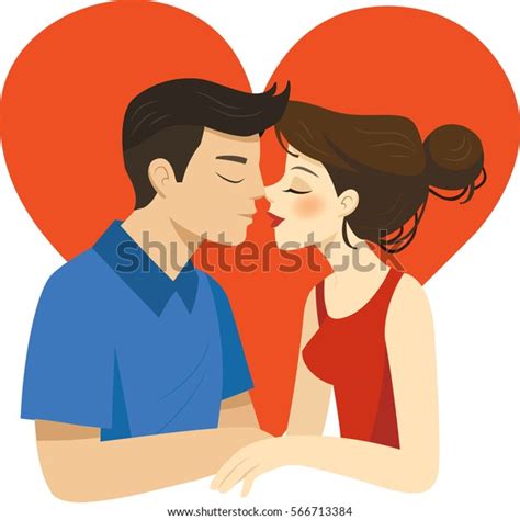 Romantic Illustration Kissing Couple On White Stock Vector Royalty