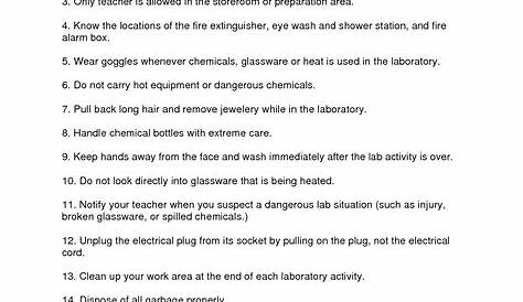safety in the laboratory worksheets
