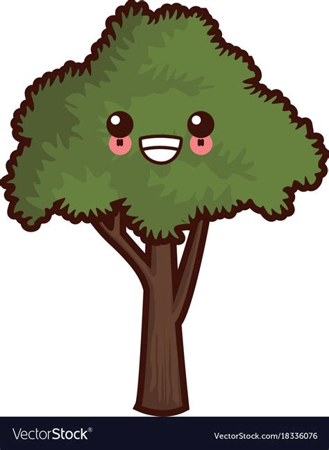 Tree Nature Symbol Cute Kawaii Cartoon Royalty Free Vector
