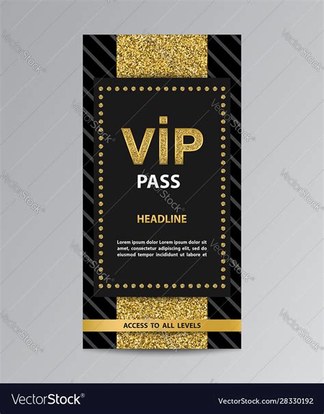 Vip Pass Admission With Glittering Stripe Vector Image