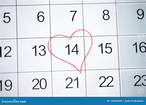 Close Up Of 14th February Date In Calendar Stock Photo Image Of
