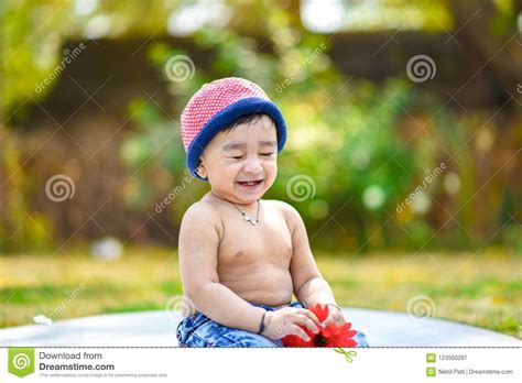 Cute Indian Baby Boy Playing At Garden Stock Image Image Of Indian