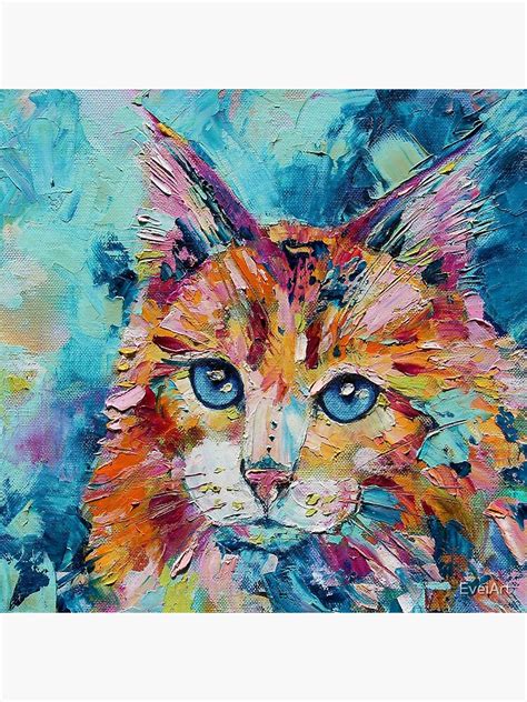 Scruffy Cat Oil Painting Poster By Eveiart Redbubble